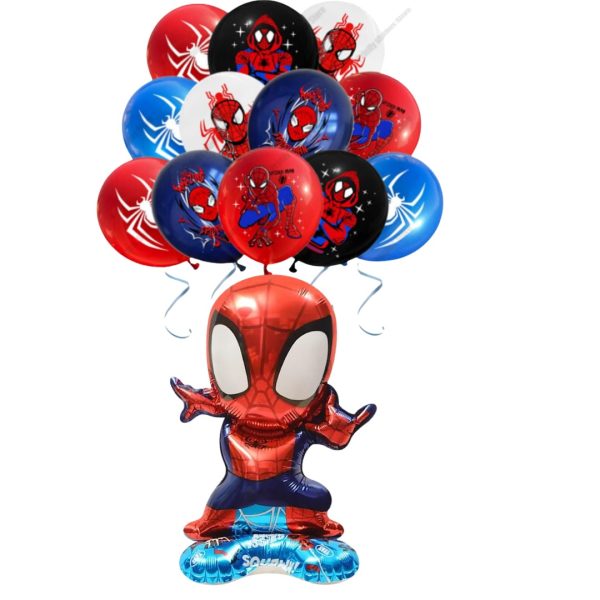 Set 12 Globos Látex Decorativo + personaje Spiderman