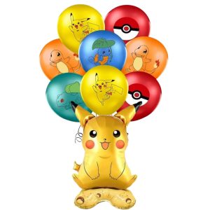 Set 12 Globos Látex Decorativo + personaje Pikachu ( Pokemon)