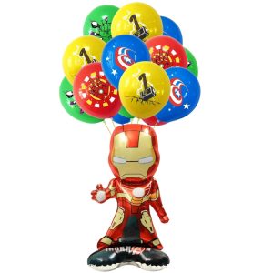 Set 12 Globos Látex Decorativo + personaje Ironman