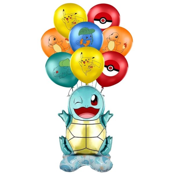 Set 12 Globos Látex Decorativo + personaje Skirtle ( Pokemon)