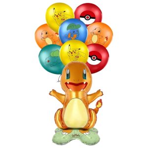 Set 12 Globos Látex Decorativo + personaje Charmander (Pokémon)