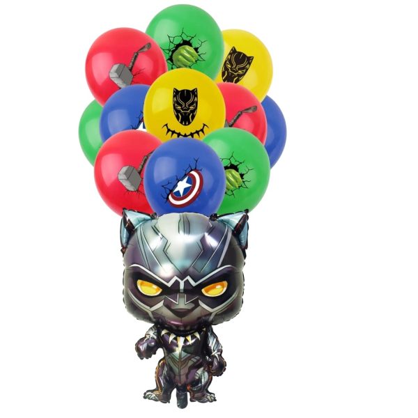 Set 12 Globos Látex Decorativo + Personaje Pantera negra