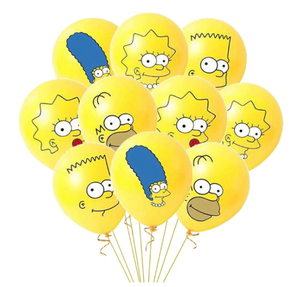 Pack 12 Globos Látex Cumpleaños Los Simpson