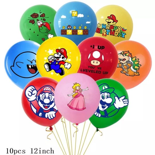 Cotillón Globos Decorativo + Fondo telón Cumpleaños Mario Bros - Imagen 13