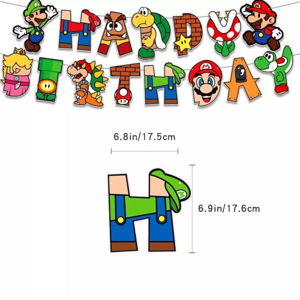 Cotillón Globos Decorativo + Fondo telón Cumpleaños Mario Bros - Imagen 3