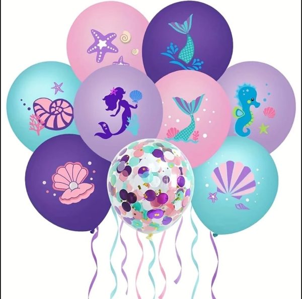 Pack 12 Globos Látex Cumpleaños Sirena
