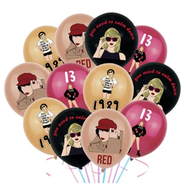 Pack 12 Globos látex Cumpleaños Taylor Swift