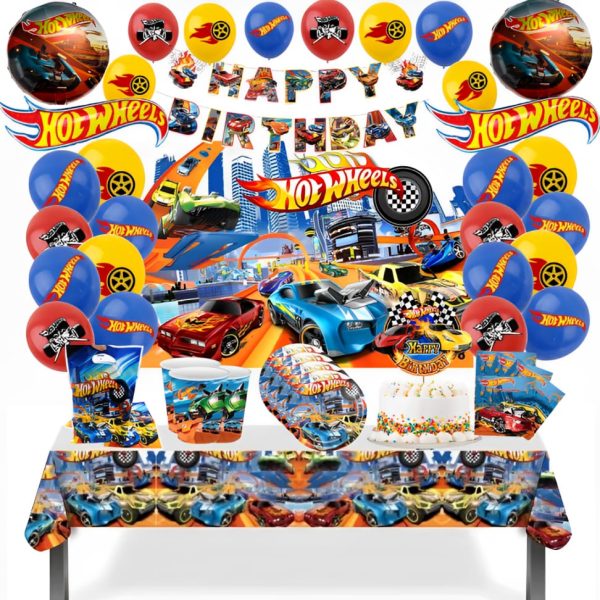 Cotillón Globos Decorativo + Fondo Telón Cumpleaños Hotwheels