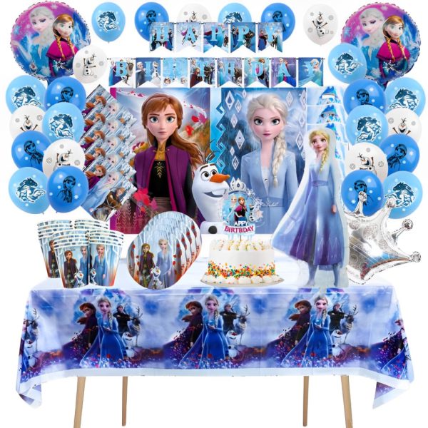 Cotillón Globos Decorativo + Fondo Telón Cumpleaños Frozen