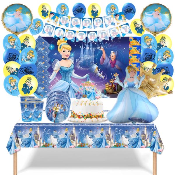 Cotillón Globos Decorativo + Fondo Telón Cumpleaños Cenicienta (princesa Disney)