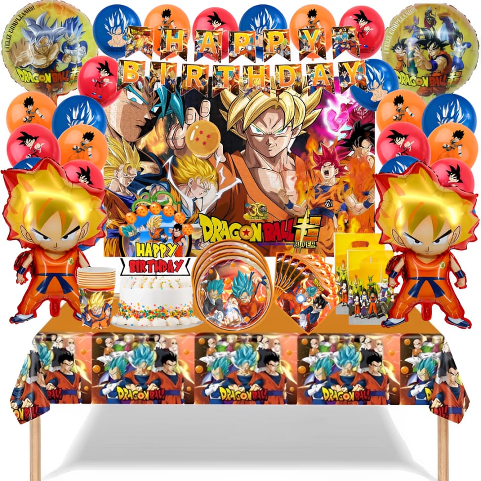 Cotillón Globos Decorativo + Fondo Telón Cumpleaños Dragon Ball
