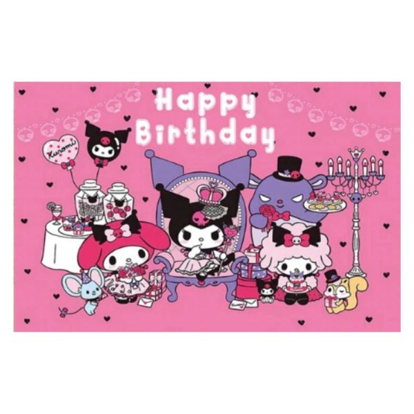 Cotillón Globos Decorativo + Fondo Telón Cumpleaños Kuromi - Imagen 2