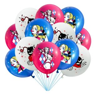 Pack 12 globos látex para Cumpleaños Harley Quinn