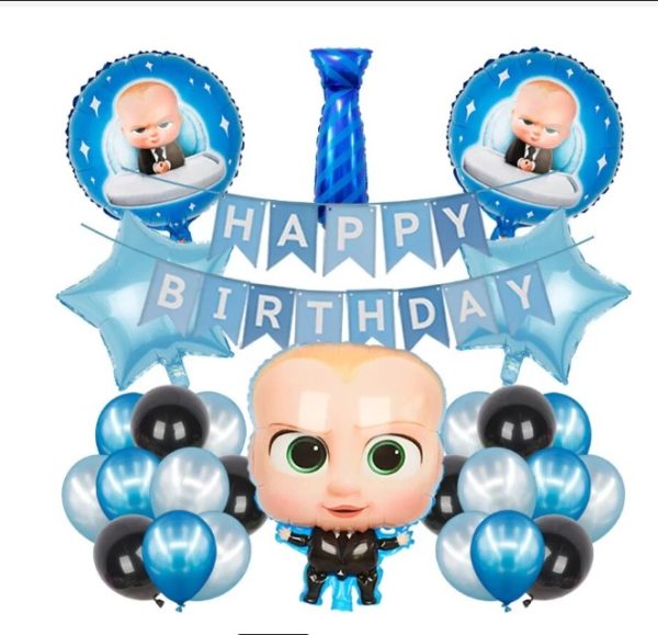 Set Decorativo + Banderín Cumpleaños Jefe en pañales