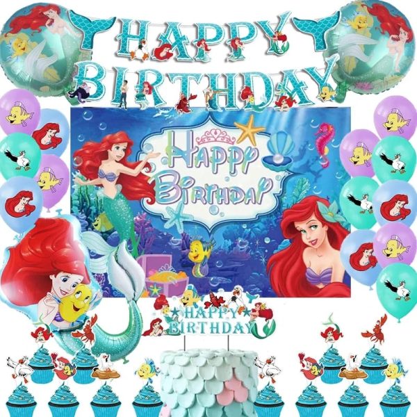 Set Decorativo + Fondo Telón Cumpleaños La Sirenita (mod2)