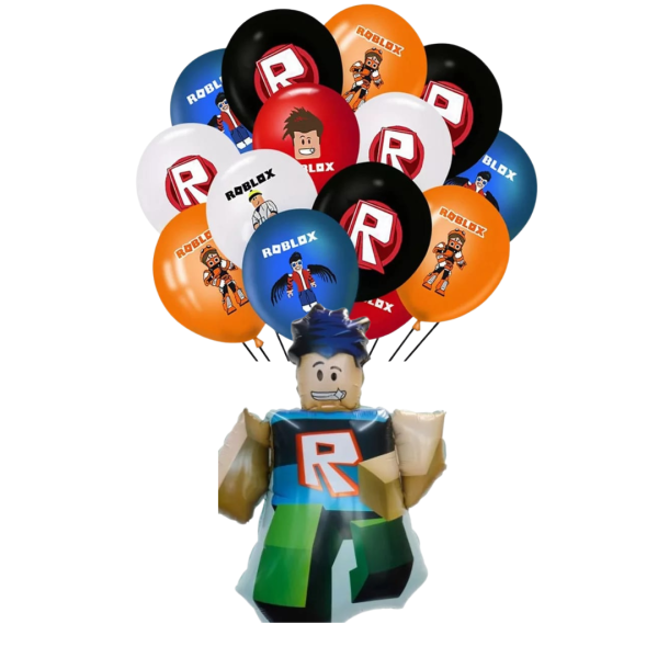 Set 12 Globos Látex Decorativo + Personaje Roblox niño
