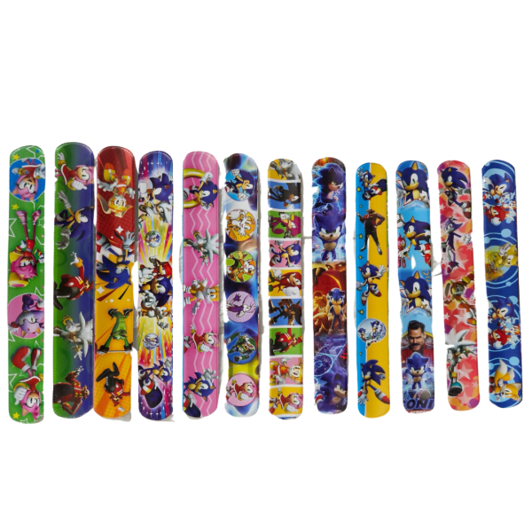 Pulseras slap decorativas 12und cumpleaños Sonic