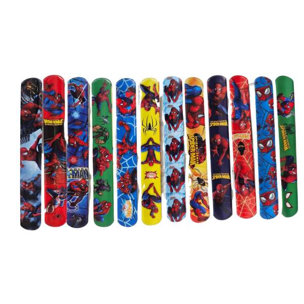 Pulseras slap decorativas 12 und cumpleaños Spiderman