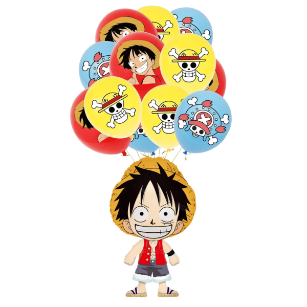 Set 12 Globos Látex Decorativos + Personaje One piece