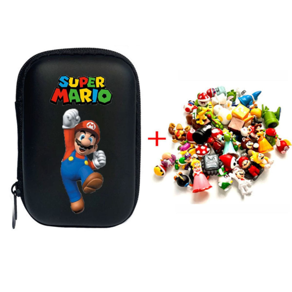 Estuche Mario Bros + set 12 figuras para coleccionar (negro)