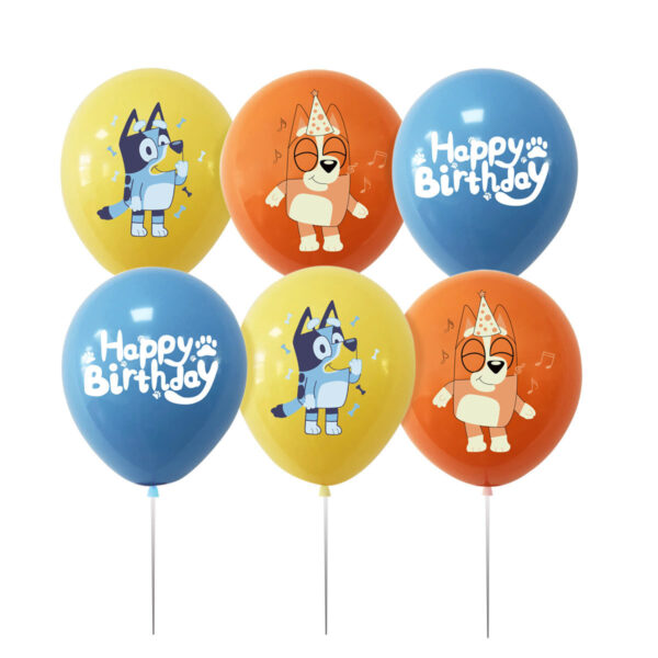 Set 16 Globos Látex mas feliz cumpleaños Bluey - Imagen 3