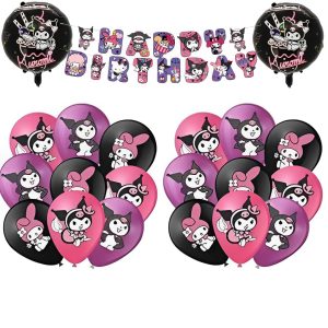 Set Banderín + Globos Látex Cumpleaños kuromi