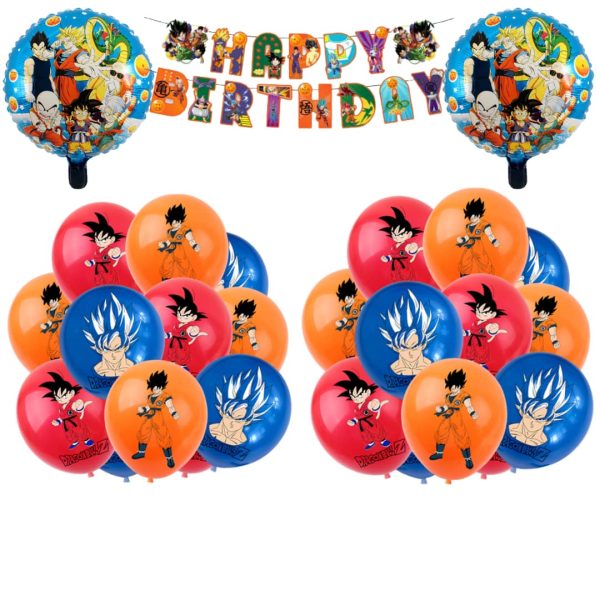 Set Banderín + Globos Aluminio Cumpleaños Dragon Ball