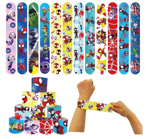 Pulseras Slap Decorativas 12 Unidades Cumpleaños Spidey