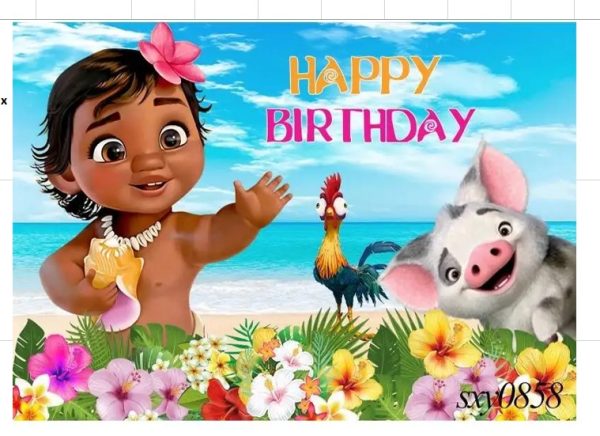 Fondo Telón Decorativo para Cumpleaños y Fotografía Moana150cm x 100cm
