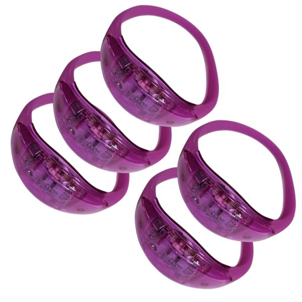 Pulseras Fluorescente Led, Control Sonido color morado (pack 5und)