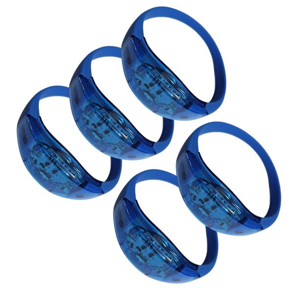 Pulseras Fluorescente Led, Control Sonido color azul (pack 5 und)