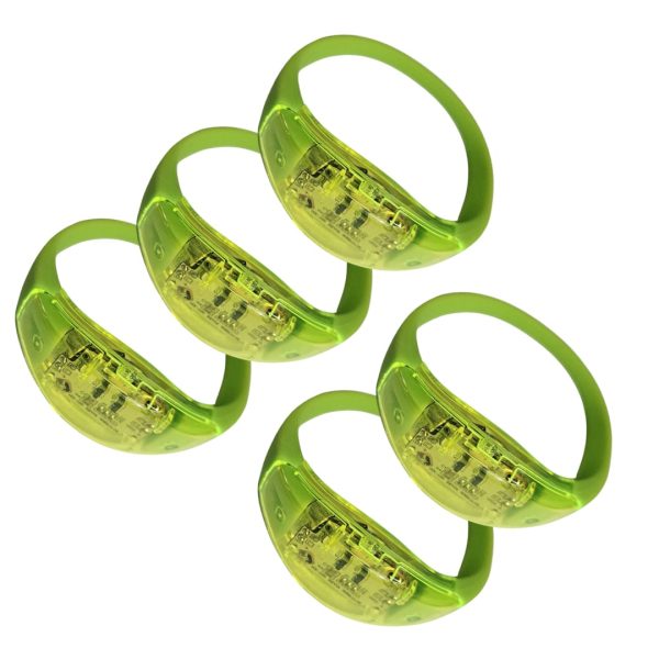 Pulseras Fluorescente Led, Control Sonido color Verde (pack 5und)