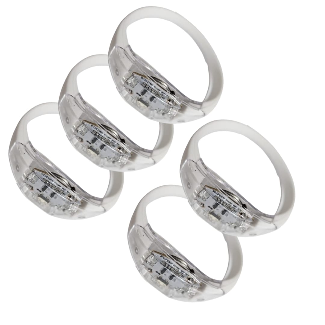 Pulseras Fluorescente Led, Control Sonido color Blanco (pack 5und)