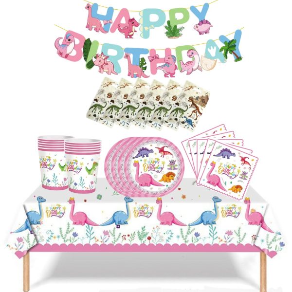 Cotillón Decorativo Cumpleaños Dinosaurio Bebe (Rosa)