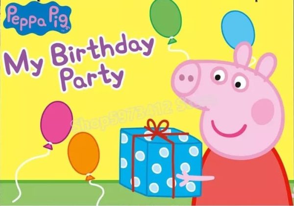 Fondo Telón Decorativo Cumpleaños y Fotografía Peppa Pig 150cm x 100cm mod 2