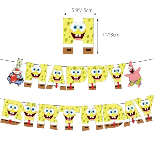 Banderín/ Guirnalda Decorativo para Cumpleaños Bob esponja