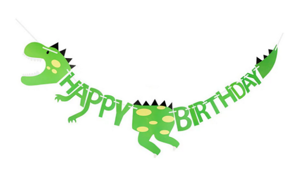 Banderín/Guirnalda para Decoración, Cumpleaños Dinosaurio mod 1