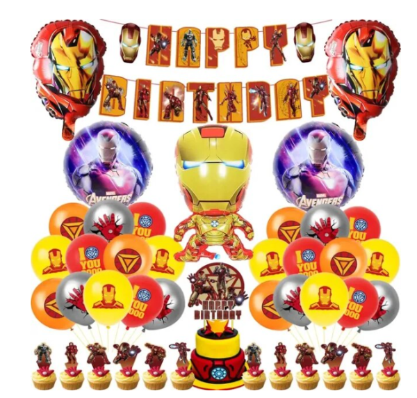 Set Decorativo Globos con Banderin y toppers IronMan