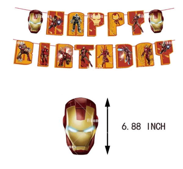 Set Decorativo Globos con Banderin y toppers IronMan - Imagen 2