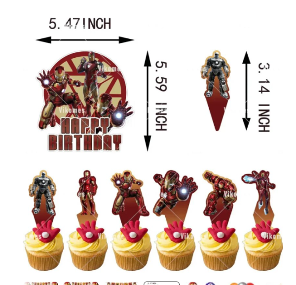 Set Decorativo Globos con Banderin y toppers IronMan - Imagen 3