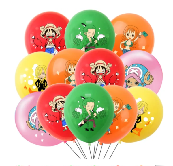 Pack 12 Globos látex Cumpleaños One piece (mod4)