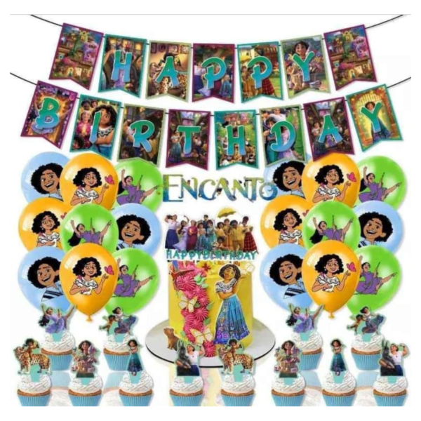 Set Decorativo Globos con Banderin y toppers Encanto