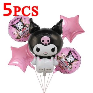Set Globos Aluminio Kuromi 5 piezas (rosa mod2)