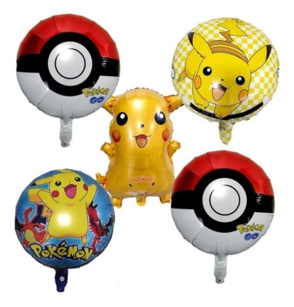 Set Globo Aluminio Decorativo Pikachu 5pzas Pokemon