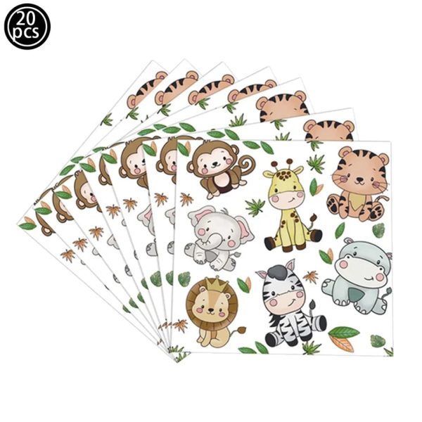 Servilletas Decorativas 20 Unidades Animales Safari (Verde)