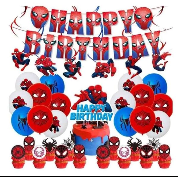 Set Decoración Spiderman con topper y colgantes