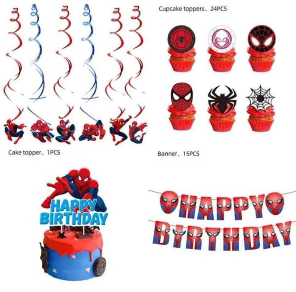 Set Decoración Spiderman con topper y colgantes - Imagen 4