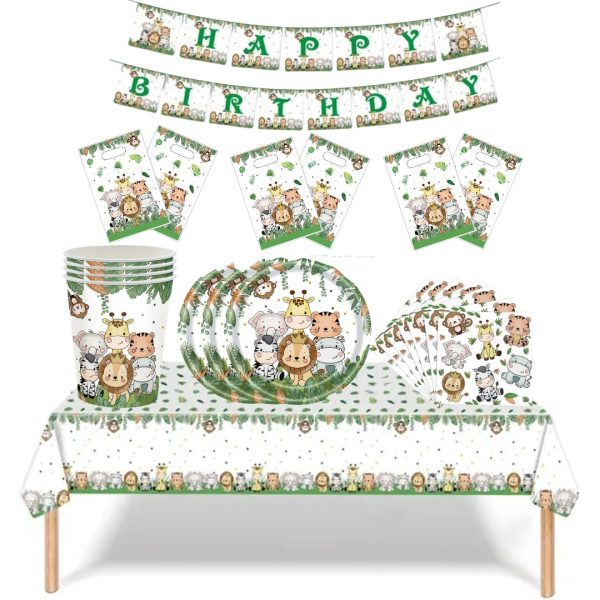Cotillón Decorativo Cumpleaños Animales Safari (Verde)