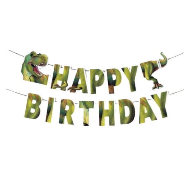 Banderín/Guirnalda para Decoración Cumpleaños Dinosaurios mod 2