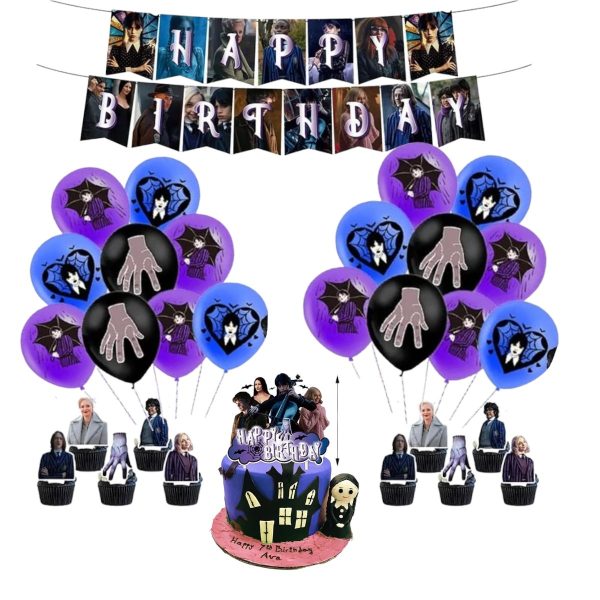 Set Decorativo Cumpleaños Merlina mod 4